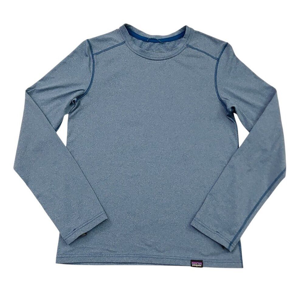 Patagonia T-Shirt Boys 7-8 Blue Long Sleeve Lightweight Stretch Outdoor